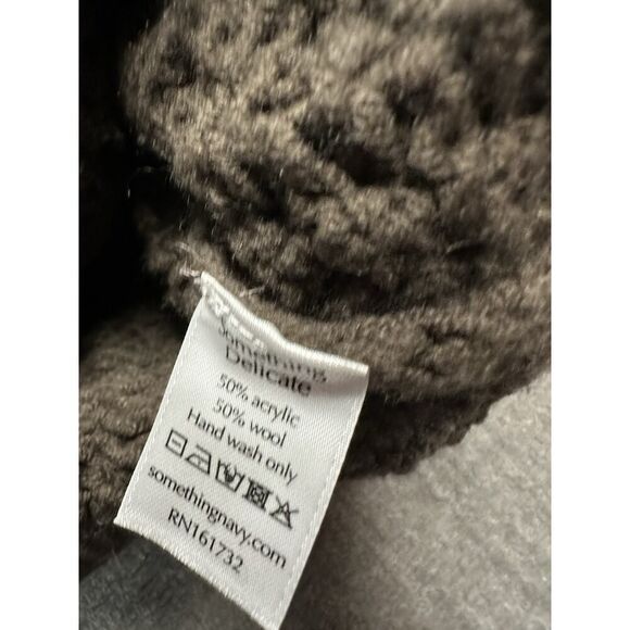 Something Navy Small Cable Knit Brown Long Sleeve Sweater Cardigan Rust Crew - Picture 9 of 10